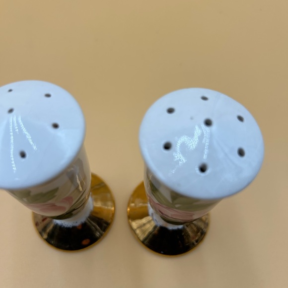 Vintage hand painted rose salt pepper shakers, Mother’s Day, cottage, pink - Picture 3 of 6